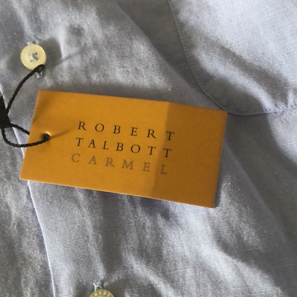 New with Tag Robert Talbott periwinkle blue linen XXL button down shirt - Picture 7 of 10